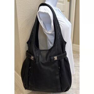 VTG Banana Republic Y2K Hobo Large Boho Black Leather Shoulder Bag Purse Tote